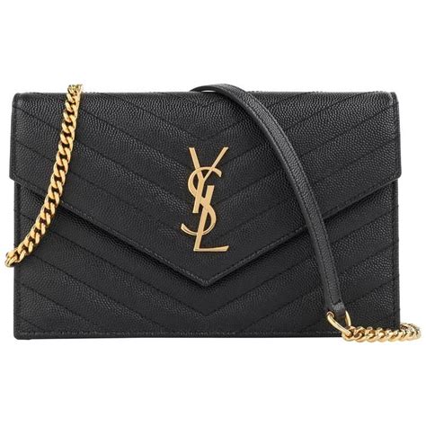 ysl monogram envelope chain wallet in black|YSL wallet on chain small.